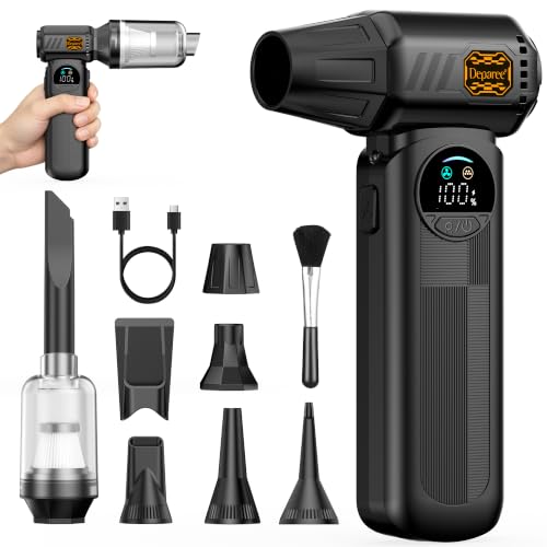 B50 Compressed Air Duster with Vacuum, 150,000RPM Powerful Brushless Motor Electric Air Duster, Air Duster Rechargeable with Infinite Speed Control Cordless Blower for PC, Keyboard, Car & Home - Black - color: Black