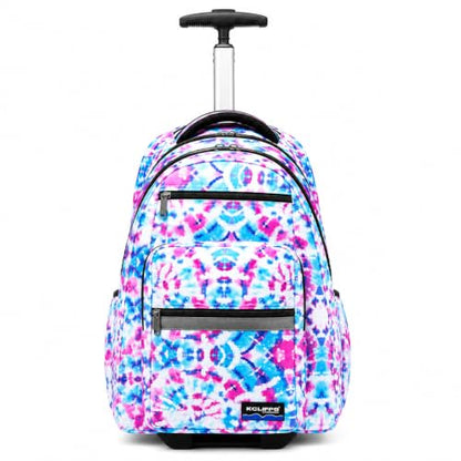 Heavy Duty Rolling Backpack School Bookbag with Wheels Deluxe Wheeled Daypack - color: Pastel