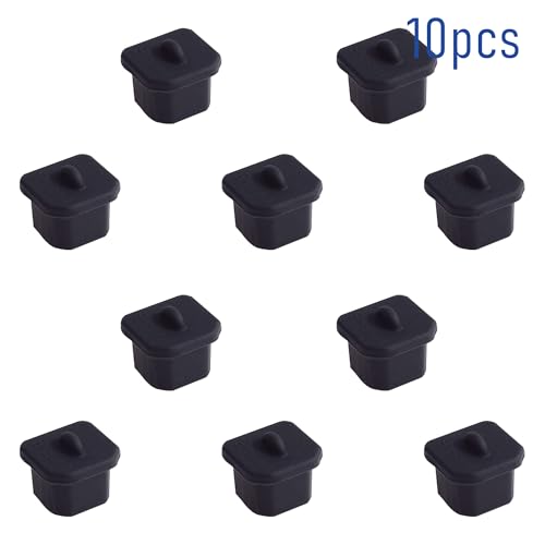 10 PCS USB-B Port Anti-dust Plugs, Silicone Covers Caps Stoppers, Port Protector for Printer, Fax, Scanner, 0.31 x 0.29 (LxW) - size: USB-B/Black/10 PCS