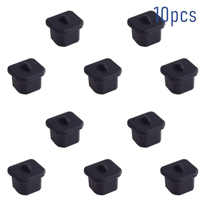 10 PCS USB-B Port Anti-dust Plugs, Silicone Covers Caps Stoppers, Port Protector for Printer, Fax, Scanner, 0.31 x 0.29 (LxW) - size: USB-B/Black/10 PCS