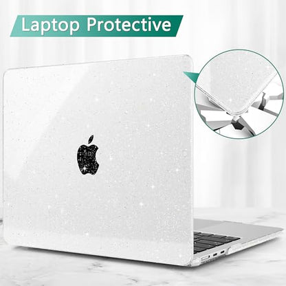 May Chen Case for MacBook Air 13/13.6-inch (M5/M4/M3/M2, 2022-2026 Models A3449 A3240 A3113 A2681), Lightweight | Closes Seamlessly | Ideal for Work Hard Shell Case, Clear Glitter - color: Clear Glitter