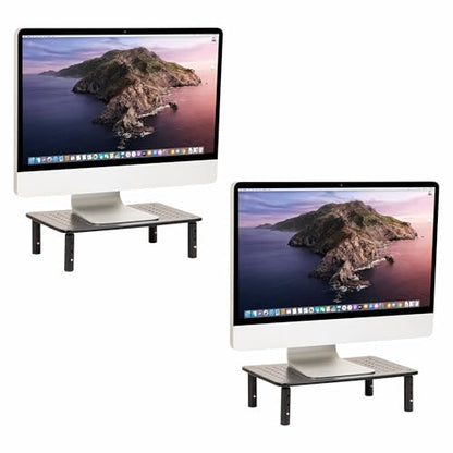 Mind Reader Monitor Stand, Height Adjustable, Ventilated Laptop Riser, Metal, 14.5"L x 9.25"W x 4-5.5"H, Set of 2, Black - size: 2-Pack