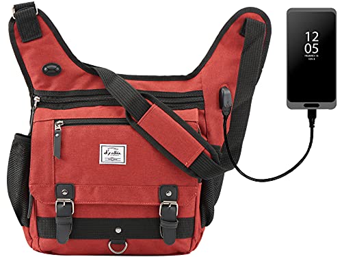 d'yallee Crossbody Messenger Bag Men Waterproof Shoulder Business Work Bag Nylon - color: Shoulder Bag - Red
