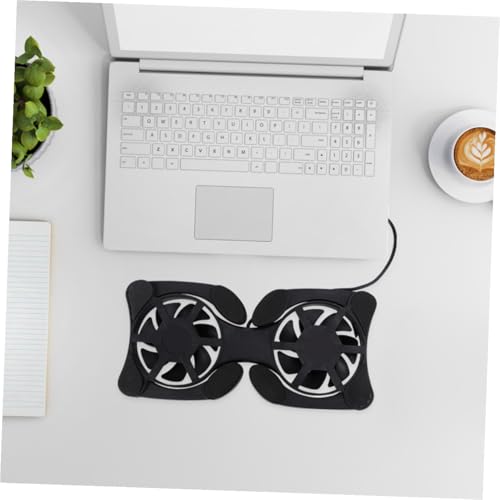 SHERCHPRY Portable Laptop Cooling Pad Dual Fans Foldable Small Notebook Cooler with Efficient Heat Dissipation for Travel and Office Use Black