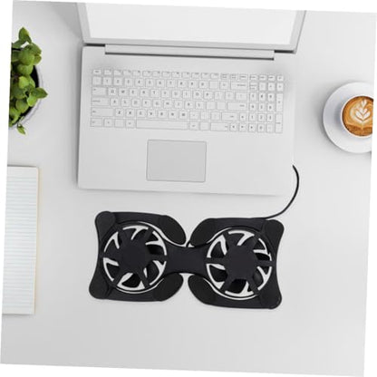 SHERCHPRY Portable Laptop Cooling Pad Dual Fans Foldable Small Notebook Cooler with Efficient Heat Dissipation for Travel and Office Use Black