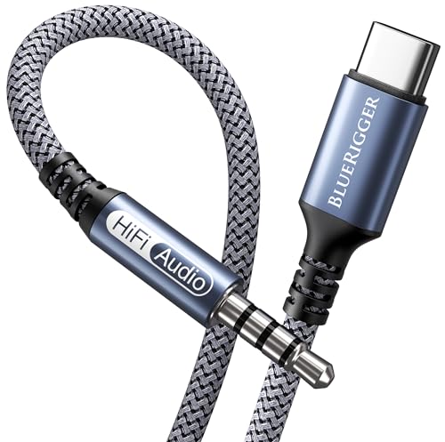 BlueRigger USB C to 3.5mm Audio Cable - (3FT, Male AUX to USBC, Type C AUX Cord, USBC to Headphone Jack Cable, USB-C Dongle, Type C to 1/8) - Compatible with Phone, Tablet, Laptop - size: 3FT