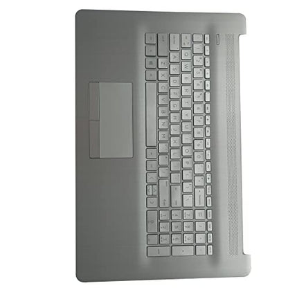 Replacement for HP 17 by 17-by 17CA 17-CA Laptop Upper Case Palmrest Non-Backlit Keyboard Touchpad Assembly Non-ODD Part L26986-001 6070B1308113 Top Cover Sliver 2020 Year