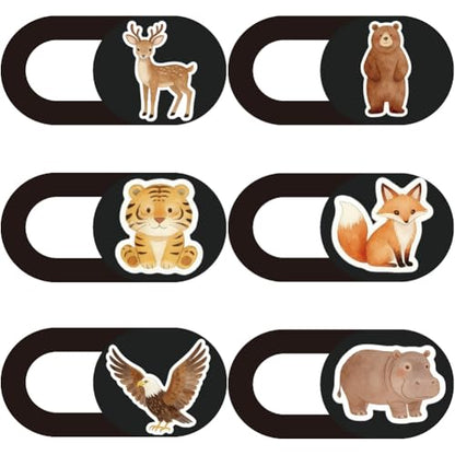 6Pcs 6 Styles Laptop Camera Cover Slide Animals Privacy Guard Accessories, 0.04 Inch Ultra Thin Webcam Cover Cute Protector Blocker for Desktop Computer Tablet Notebook Mini PC Office Use - color: Animals