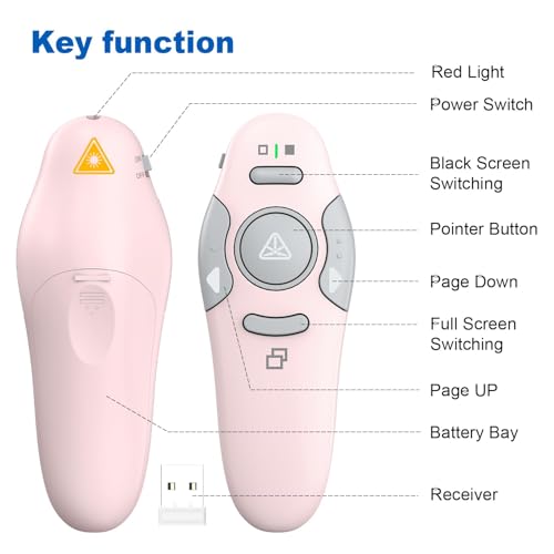 QUI Presenter Clicker Bundle | Pen-Shaped USB A White & Remote-Shaped USB A Pink