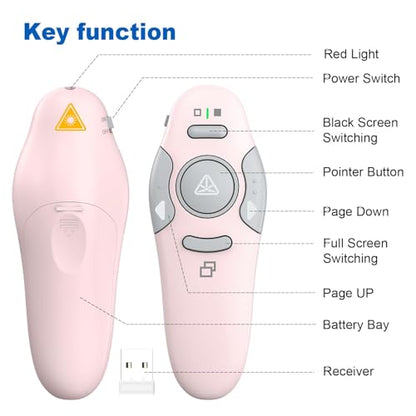 QUI Presenter Clicker Bundle | Pen-Shaped USB A White & Remote-Shaped USB A Pink