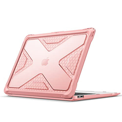 Fintie Case for MacBook Air 13 Inch A2337 (M1) / A2179 / A1932 (2018-2021 2022 Release) - Heavy Duty Hard Shell Cover with TPU Bumper for MacBook Air 13 Retina Display with Touch ID, Rose Gold - color: Rose Gold