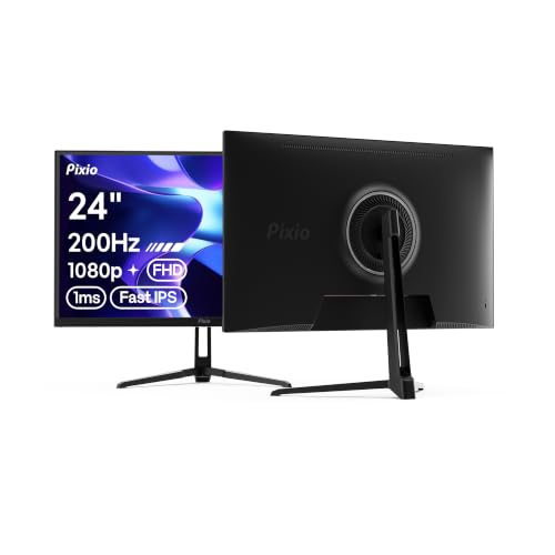 Pixio PX248 Wave 24 inch 200Hz Refresh Rate FHD 1080p Resolution Fast IPS Panel 1ms GTG Response Time Built-in Speakers Gaming Monitor with Adaptive Sync - color: Black