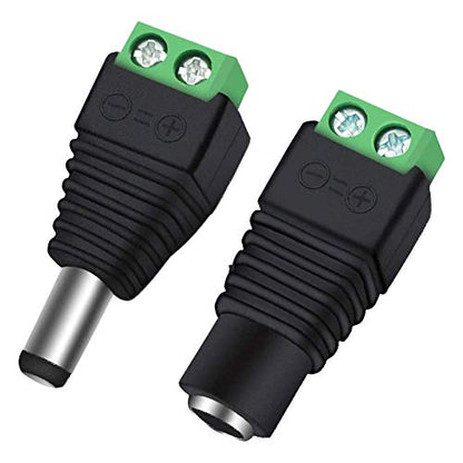10 Pairs 12V 5A DC Power Plug Connectors (5.5mm x 2.1mm) | 10 Male & 10 Female Jacks, LED Strips, CCTV Cameras, Security Systems, Durable Barrel Adapters