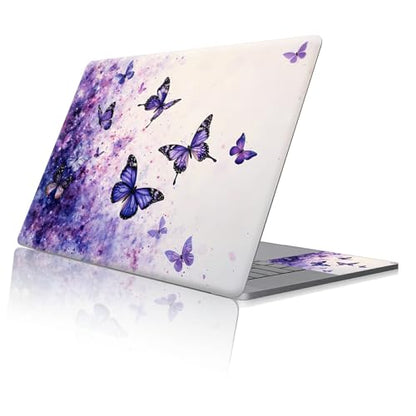 Reusable Universal Laptop Skin Sticker, Cut to Fit for 11.6–15.6 Inch Laptops, Waterproof Protective Film, No-Residue - Violet Butterflies - color: Violet Butterflies