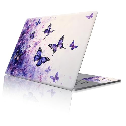 Reusable Universal Laptop Skin Sticker, Cut to Fit for 11.6–15.6 Inch Laptops, Waterproof Protective Film, No-Residue - Violet Butterflies - color: Violet Butterflies