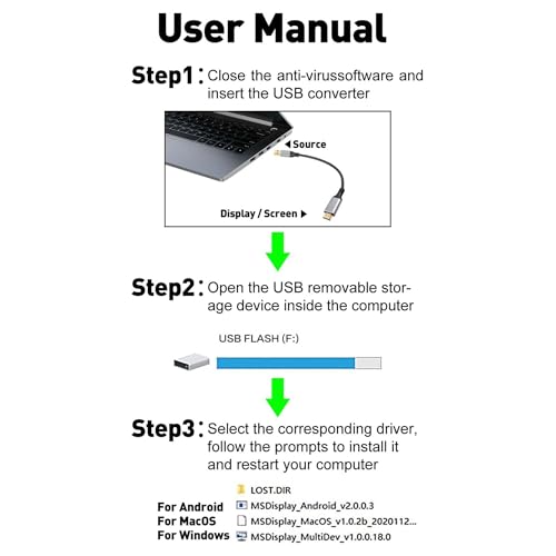 USB to HDMI Adapter Cable 6 FT, Unidirectional USB-A 3.0 to HDMI HD Audio Video, Real 2K/1080P@60Hz, for TV, Projector, Monitor, ONLY Support Windows 11/10/8/8.1/7, Mac OS, Need to Install Driver - size: 6 FT