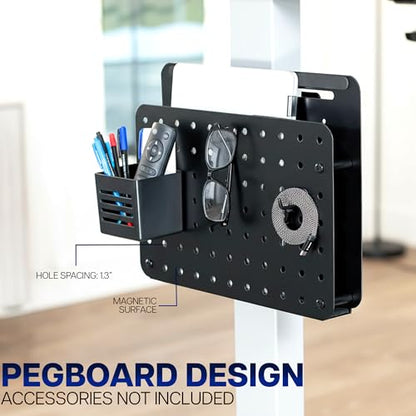 VIVO Steel Clamp-on Desk Leg Laptop Mount Holder, 14 x 11 inch Magnetic Peg Board, Desk Accessory Organizer, Black, Mount-LHS1