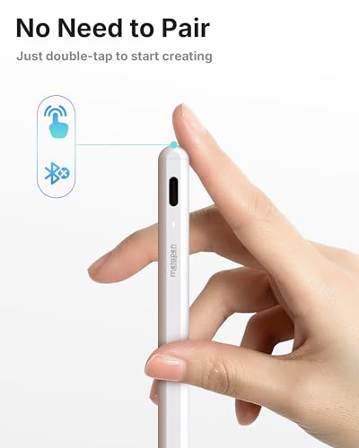 Metapen Pencil A8 V4 for iPad 2018-2026, Upgrade Magnetic Attraction, 2X Fast Charge, Low Latency Stylus Pen for iPad 11-6th Gen, Pro 12.9/11/13-inch M4/M5, Air 3/4/5/M2/M3, Mini 5/6/7th A17 Pro - color: Ivory