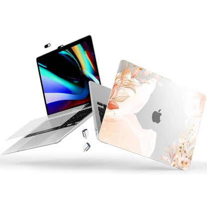 Designed for MacBook Pro 13.3 inch Case 2023-2016 A2338 A2251 A2289 A2159 A1989 A1708 A1706, Ultra-Thin Hard Shell Case with Keyboard Cover & USB Adapter & Webcam Cover, Abstract Flowers - color: Abstract Flowers