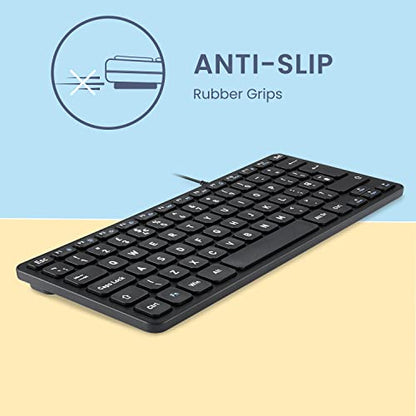 Perixx PERIBOARD-432 Wired Mini USB Keyboard - X Type Scissor Keys - Big Print Keys - US English, Black - style: Wired USB