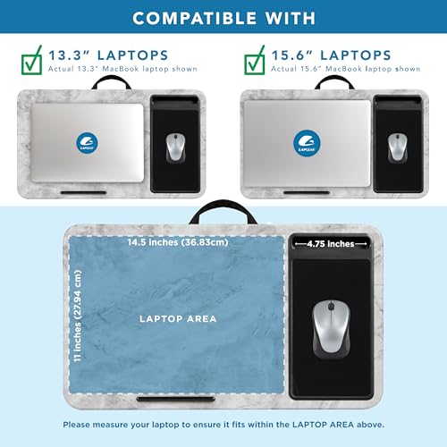 LAPGEAR Home Office Lap Desk with Device Ledge, Mouse Pad, and Phone Holder - White Marble - Fits Up To 15.6 Inch Laptops - Style No. 91501 - color: White Marble, size: Home Office W/Device Ledge