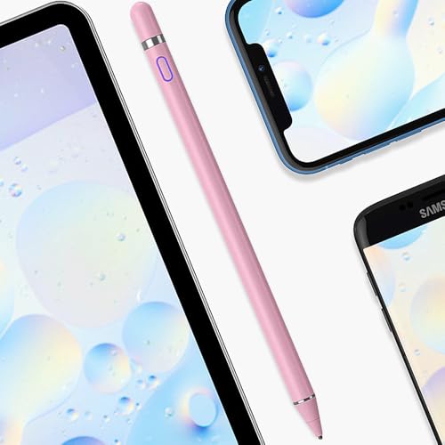 Active Stylus Pen for Touchscreen, iPad Pencil 1.5mm Fine Point Pen, Digital Pens Rechargeable for Tablet, Stylus Pens Compatible with iPad Air/Mini/Pro/Android/iPhone and Most Device - Pink - color: Pink