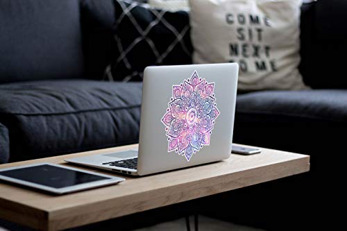 Mandala Laptop Sticker Decal - Removable Waterproof White Vinyl Decals Stickers - Mandalas Purple Pink Sticker Starry Night Partial Skin Compatible with Computer MacBook Air Pro 13 15 inch Mac - color: Pink on White (Darker Laptop)