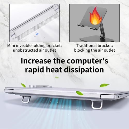 Portable Laptop Stand,Mini Laptop Stand, Foldable & Lightweight Ergonomic Riser with Ventilated Cooling,Fits Keyboards &10-17.3 Inch Laptops,Silver