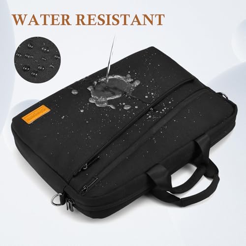 bagasin 15 15.6 16 inch Laptop Computer PC Shoulder Bag Carrying Case | Water-Repellent Fabric Briefcase, Lightweight Toploader, Business Casual or School - color: Black, size: 15-16