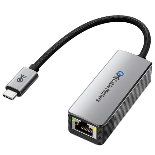 Cable Matters USB C to 10Gb Ethernet Adapter, Low-Heat and Silent | Real-World Speed: ~7Gbps on Windows / ~5Gbps on macOS, 10Gb Ethernet to USB C, Compatible with USB4 and Thunderbolt 5/4/3