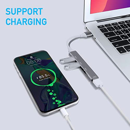 USB Hub 4-Port USB Hub Ultra-Slim Data USB Splitter Portable Aluminium Alloy Mini USB Hub Extensions Applicable for Laptop, MacBook, Mac Mini/Pro, Surface, Notebook PC, PS4, Flash Drive, Mobile HDD