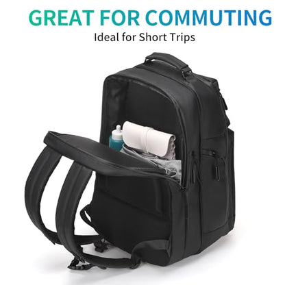 Expandable Business Backpack with 17" Laptop Compartment - Waterproof, Airline Approved, 33L-42L Capacity, for Work & Travel, Black - color: Black