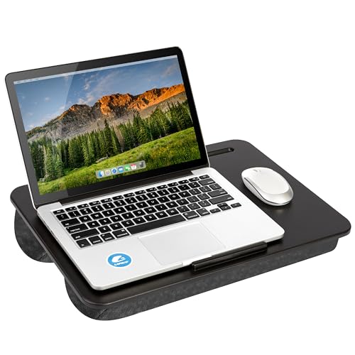 LAPGEAR The Original Lap Desk – Black, Fits 17" Laptops | Microbead Cushion, Device Ledge, Built-In Pencil Tray, Carry Handle - color: Black, size: 17" Laptop (The Original)