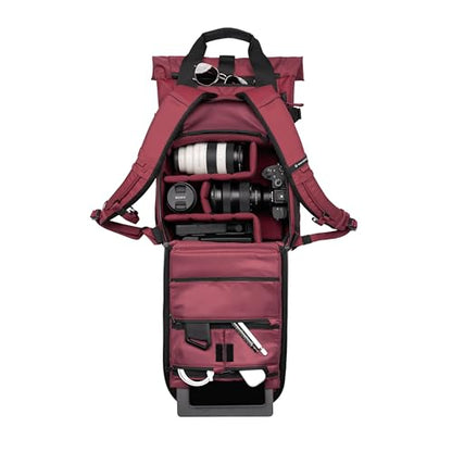 WANDRD PRVKE Rolltop 15L V4 Photography Bundle – Compact Travel Camera Backpack with Essential Camera Cube and Laptop Sleeve - color: Rhone Burgundy, size: 15L (Photography Bundle), style: Rolltop