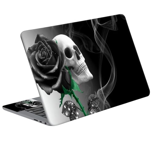 Universal Laptop Skin Sticker Decal with 2 Wrist Pad Skins, Waterproof Scratch Vinyl Cover for 11–15.6 Inch MacBook, HP, Dell, Lenovo, Cutable & Reusable,Gothic Smoke Skull Decor - color: Gothic Smoke Skull Decor