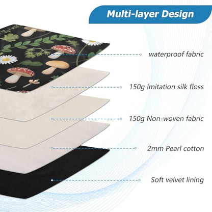 Mushroom Butterfly Dark Green Waterproof Laptop Sleeves 14-16 Inch Padded Quilted Laptop Protector Bag Notebook Case - color: mushroom butterfly dark green-1, size: Large