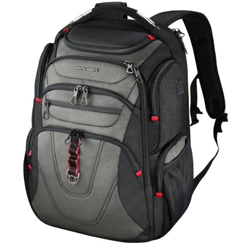KROSER Travel Laptop Backpack 17.3 Inch XL Computer Backpack for Men/Women | TSA Friendly Travel Water-Repellent College Daypack Business Backpack with RFID Pockets & USB Port Black/Army Green - color: Black/Army Green-17.3, size: 17.3 inch
