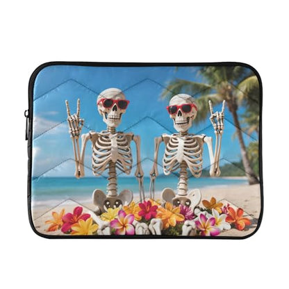 Skeletons on Beach Padded Laptop Sleeve Case 13 Inch Soft Quilted Laptop Bag Waterproof Computer Sleeves - color: skeletons on beach, size: Medium