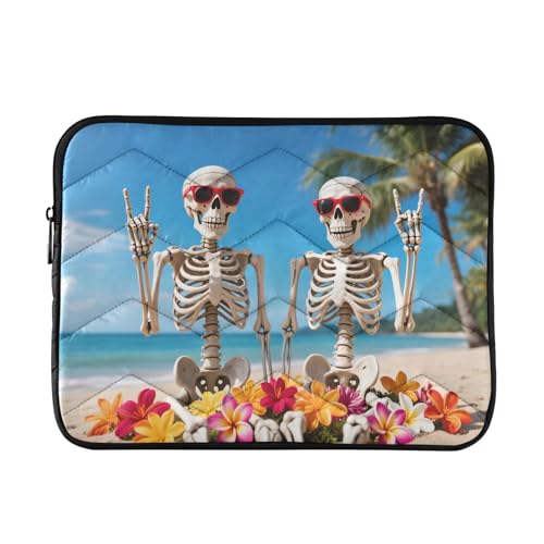 Skeletons on Beach 15-16 Inch Quilted Laptop Sleeve Case Soft Notebook Protector Bag Computer Carrying Case - color: skeletons on beach, size: Large