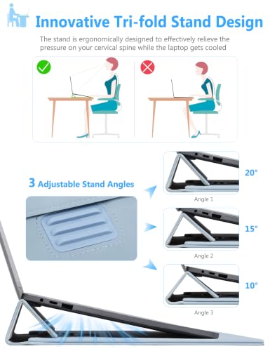 HYZUO 13 Inch Laptop Case Sleeve Bag with Adjustable Stand, Pale Blue | for MacBook Air 13 M5 A3449 M4 M3 M2 M1 2026-2018, 13" MacBook Neo 2026, MacBook Pro 13 M2 M1 2026-2016, Surface Pro, XPS 13 - color: Pale Blue, size: 13 Inch
