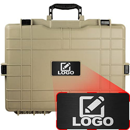 Eylar Large 22 inch Protective, Camera, Tools, Equipment Laptop Hard Case with Custom Logo Engraved Plate Waterproof, Customizable Pluck Foam for Laptops, Tablets, Electronics (Tan) - color: Tan
