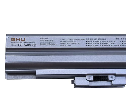 GHU New Battery 58WH Replacement for VGP-BPS13B VGP-BPS13/Q VGP-BPS13B/Q VGP-BPS21A VGP-BPS13 VGP-BPS13A VGP-BPL13 VGP-BPS13A/B VGP-BPS13B/S VGP-BPS21 Compatible for Vaio VGN-CS VGN-FW VGN-AW - style: 58Wh/(VGP-BPS13 Silver)