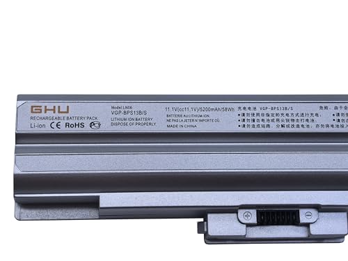 GHU New Battery 58WH Replacement for VGP-BPS13B VGP-BPS13/Q VGP-BPS13B/Q VGP-BPS21A VGP-BPS13 VGP-BPS13A VGP-BPL13 VGP-BPS13A/B VGP-BPS13B/S VGP-BPS21 Compatible for Vaio VGN-CS VGN-FW VGN-AW - style: 58Wh/(VGP-BPS13 Silver)