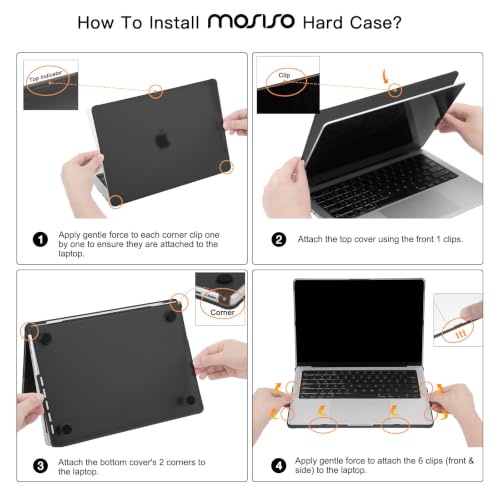 MOSISO Compatible with MacBook Pro 14 inch Case M5 M4 M3 M2 M1 2026-2021 | 4 in 1 Kit Matte Reinforced Corners Hard Shell, A3427 A3426 A3434 A3112 A3185 A3401 A2918 A2992 A2779 A2442, Space Black