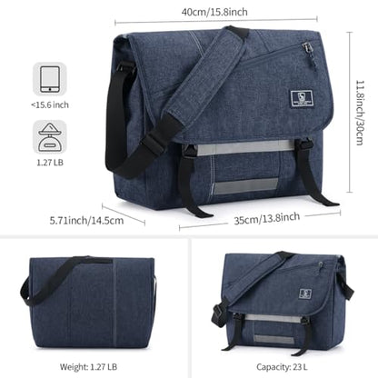 OIWAS Messenger Bag for Men, 15.6 Inch Laptop Crossbody Bags Women Casual Satchel Shoulder Bag College Travel Office Briefcase - color: Blue, size: 15.6 Inch