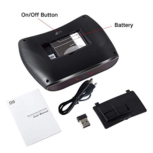 D8 Mini Bluetooth Keyboard, Rechargeable Wireless with Touchpad, Backlit Handheld Small Remote Keyboard, 2.4G WiFi/BT4.2 Dual Mode for PC, TV Box, iOS, Android, Window, Mac OS