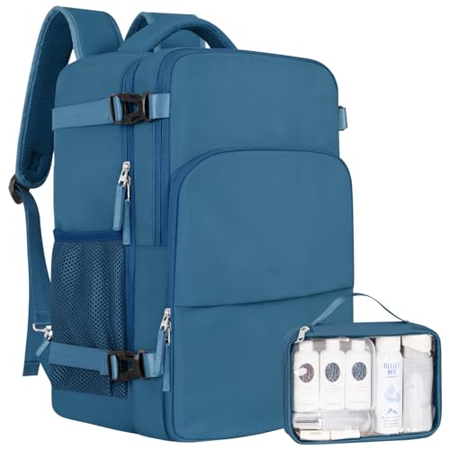 Sinaliy Travel Backpack, TSA Carry on Flight Approved Backpack | Waterproof 17.3 Inch Laptop Backpack with Multi-Pockets, Personal Item Travel Bag for Men Women, Deep Blue - color: Deep Blue, size: X-Large
