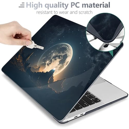 Batianda LumiArt Case for MacBook Pro 13 inch 2020 2022, Moon in Sky | Fits Model A2338 M2 M1 A2251 A2289,1.2mm Slim Lightweight Hard Shell Cover, Scratch Resistant,4-in-1 Accessories Bundle - color: Moon in sky