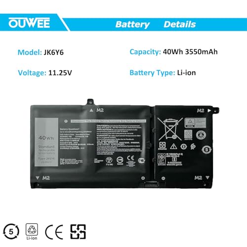 JK6Y6 Laptop Battery Compatible with Dell Latitude 3410 3510 Vostro 5300 5401 5501 Inspiron 5300 5401 5408 5501 5508 5400 7405 7300 7500 2-in-1 Silver Series H5CKD 0C5KG6 0CF5RH 11.25V 40Wh - size: 7.48*4.13*0.22 inch JK6Y6