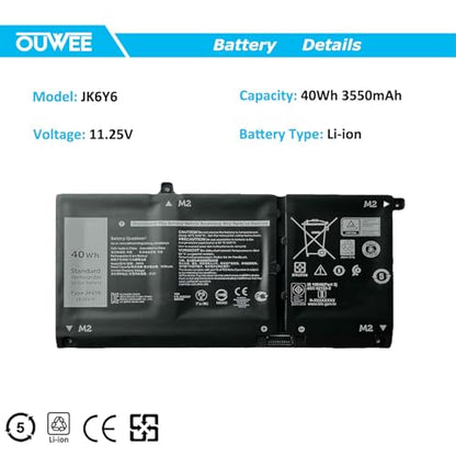 JK6Y6 Laptop Battery Compatible with Dell Latitude 3410 3510 Vostro 5300 5401 5501 Inspiron 5300 5401 5408 5501 5508 5400 7405 7300 7500 2-in-1 Silver Series H5CKD 0C5KG6 0CF5RH 11.25V 40Wh - size: 7.48*4.13*0.22 inch JK6Y6